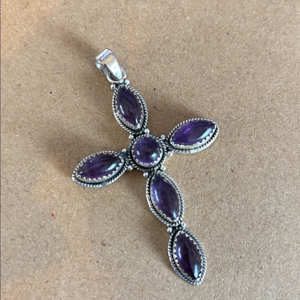 Stirling Silver Amethyst Cross Pendant